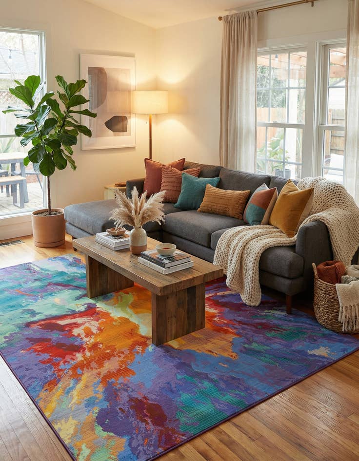 Detail image of 6' x 9' Easy-Clean Modern Indoor / Outdoor Rug
