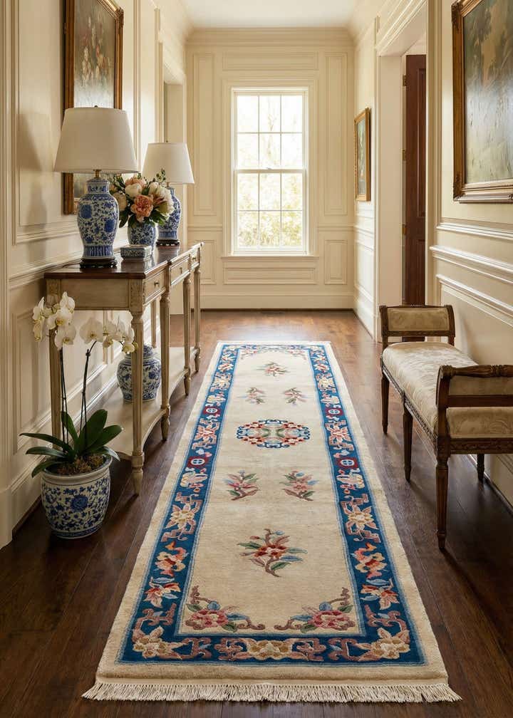 2' 4 x 9' 7 Hand Woven Antique Finish Wool Runner Rug