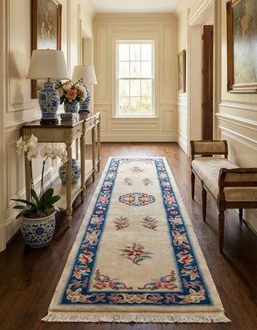 2' 4 x 9' 7 Hand Woven Antique Finish Wool Runner Rug