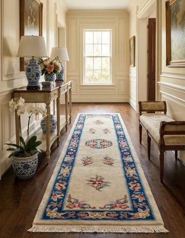 2' 4 x 9' 7 Hand Woven Antique Finish Wool Runner Rug