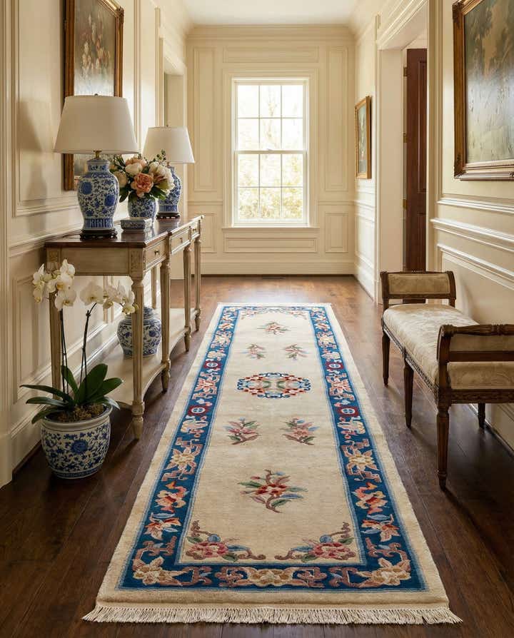 2' 4 x 9' 7 Hand Woven Antique Finish Wool Runner Rug