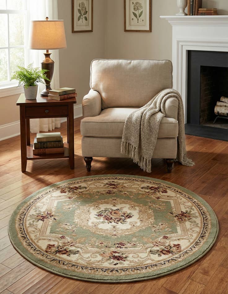 Detail image of 3' x 3' Classic Aubusson Round Rug