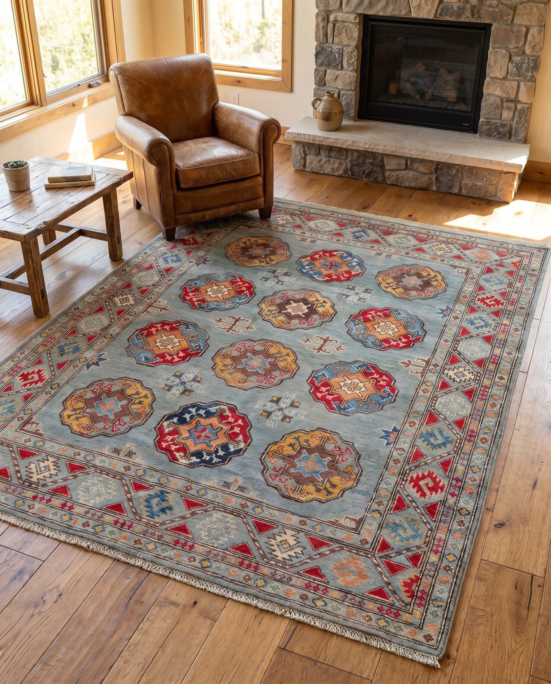 4' 10 x 6' 6 Hand Knotted Kazak Rug