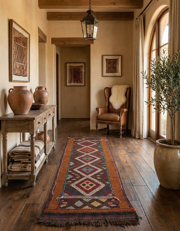 Detail image of 2' x 9' 9  Hand Knotted Kilim Fars Persian Wool Runner Rug