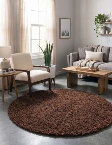 7' x 7' Solid Shag Round Rug