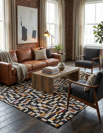 5' 1 x 8' 2 Cowhide - Patchwork Rug