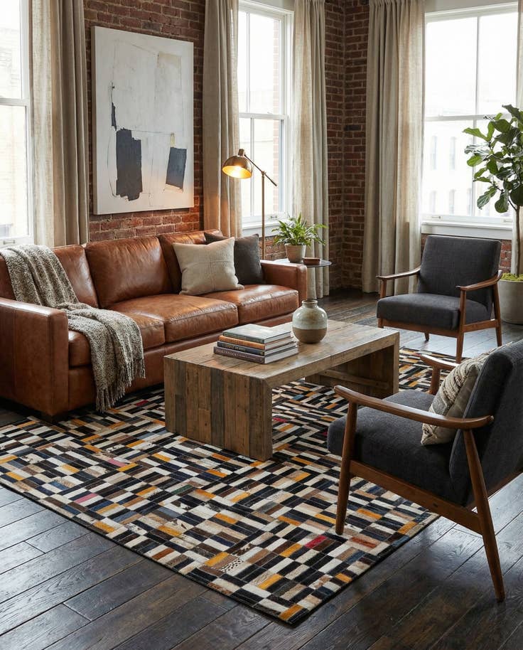Detail image of 5' 1 x 8' 2 Cowhide - Patchwork Rug