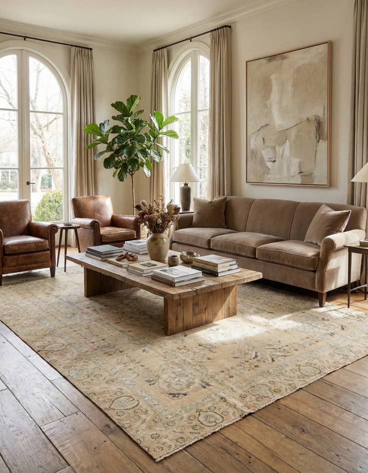 Detail image of  7' 4 x 11'  Hand Knotted Ultra Vintage Persian Wool Rug