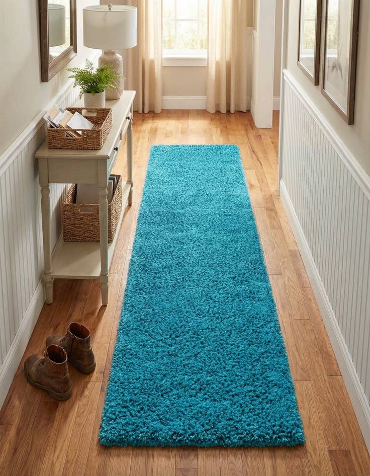 Detail image of  2' 7 x 10' Solid Shag Runner Rug