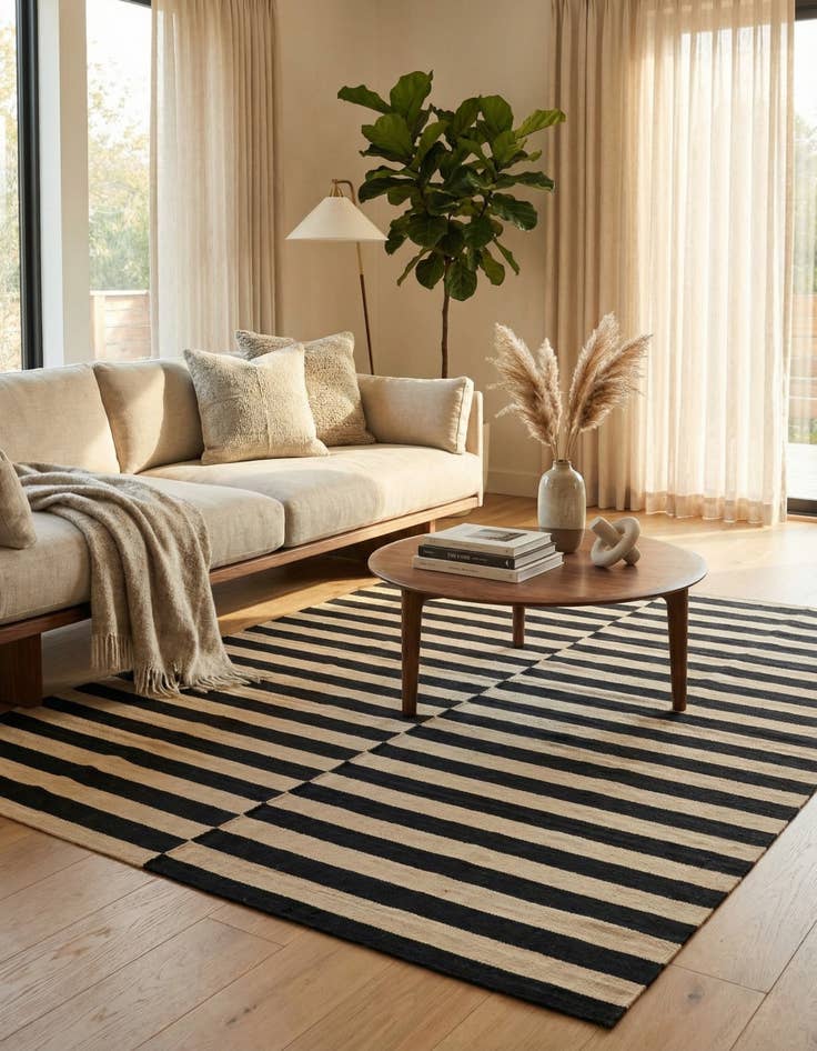 Detail image of 5' 4 x 6' 6  Hand Woven Kilim Modern Wool Square Rug