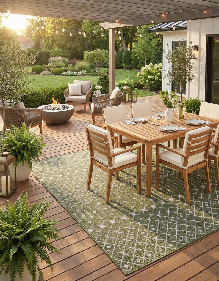 Detail image of  13' x 13'  Washable Lattice Indoor / Outdoor Square Rug