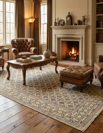 6' 7 x 9' 7 Hand Knotted Khotan Ziegler Rug