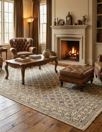 6' 7 x 9' 7 Hand Knotted Khotan Ziegler Rug