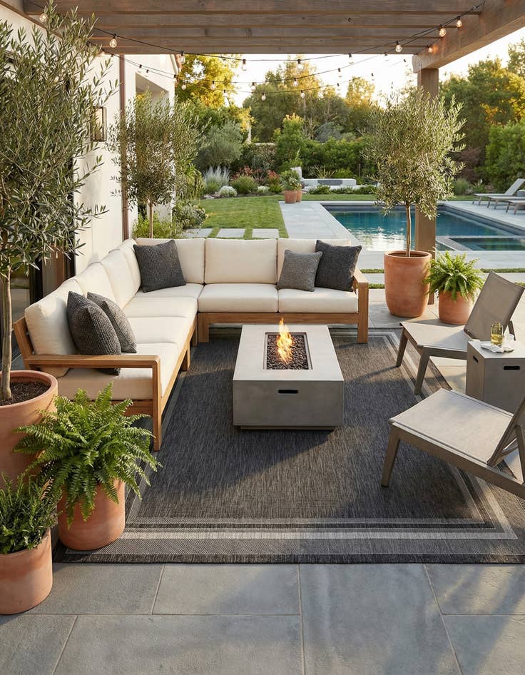 Detail image of  8' x 13'  Washable Border Indoor / Outdoor Rug