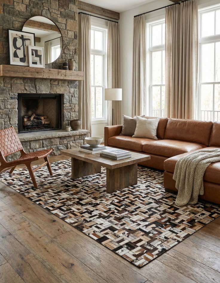 Detail image of 4' 11 x 7' 11 Cowhide - Patchwork Rug