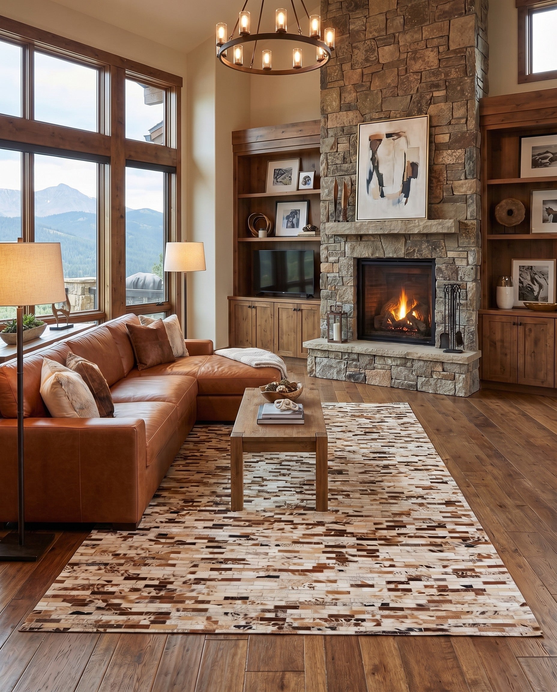 5' x 8' Cowhide Leather Rug