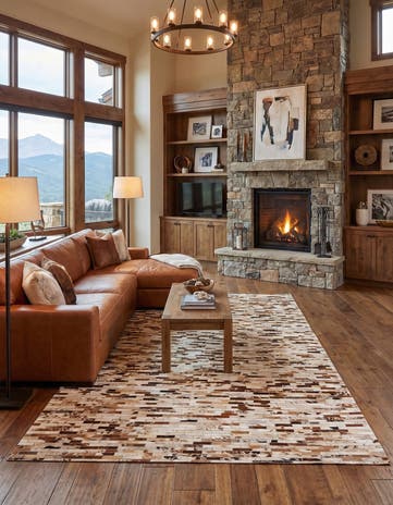 5' x 8' Cowhide Leather Rug