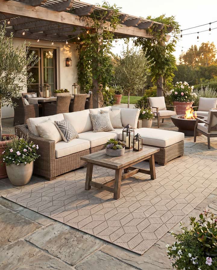 10' x 14' 1 Easy-Clean Lattice Indoor / Outdoor Rug