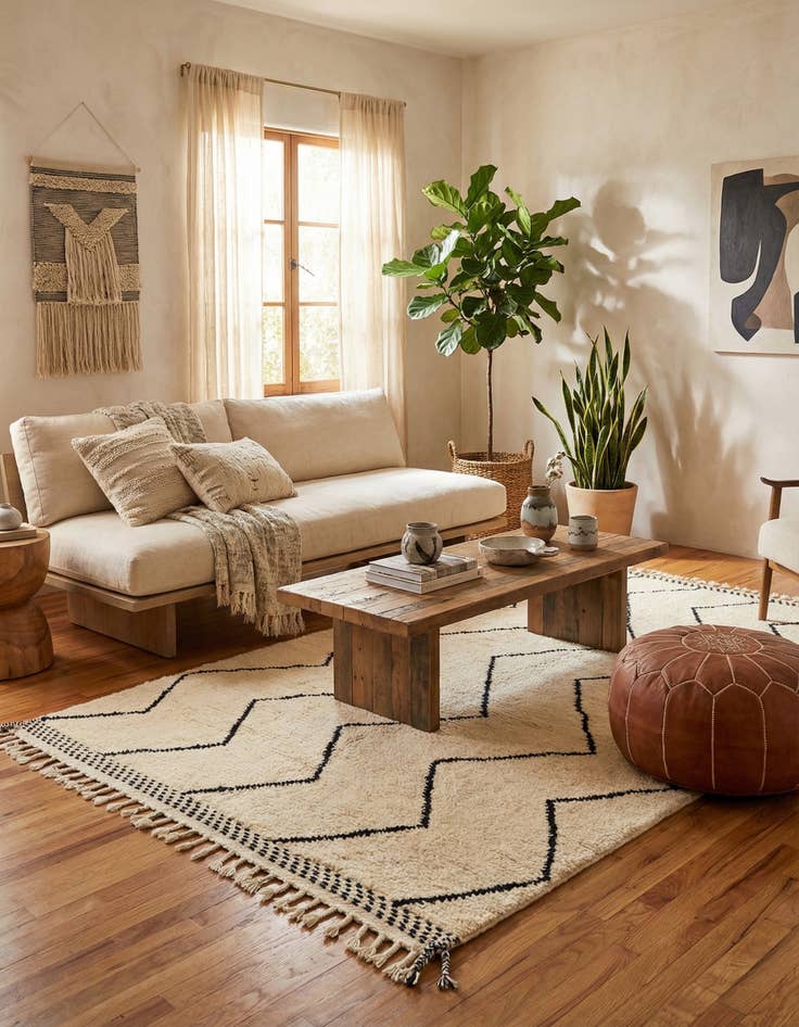 Detail image of 5' 10 x 10' 5  Hand Knotted Moroccan Wool Rug