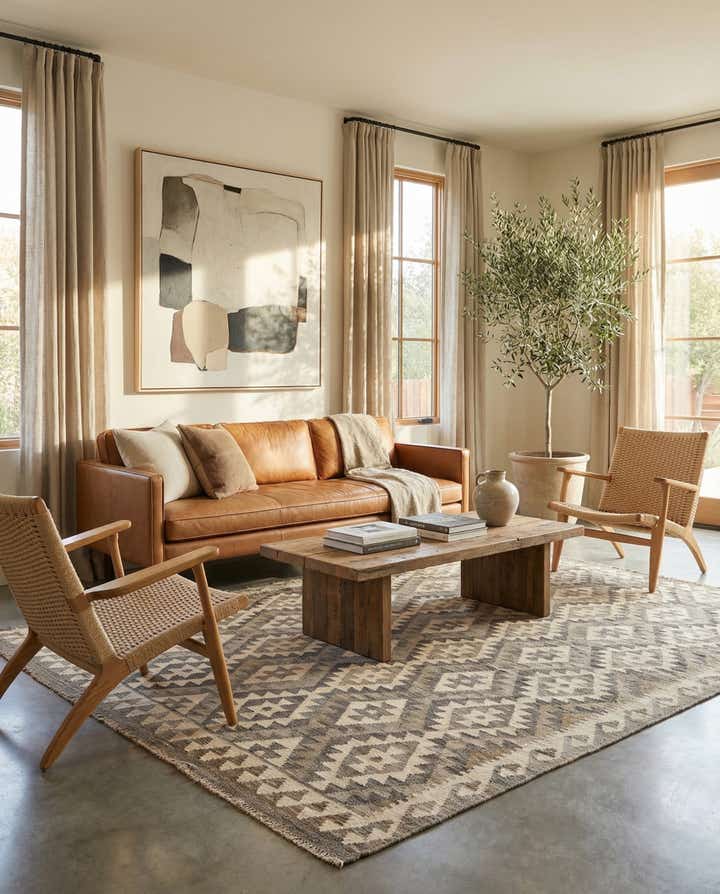 5' 3 x 6' 5 Hand Woven Kilim Maymana Wool Rug