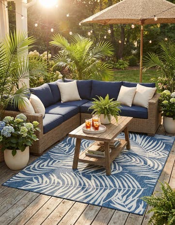 7' x 10' Easy-Clean Botanical Indoor / Outdoor Rug