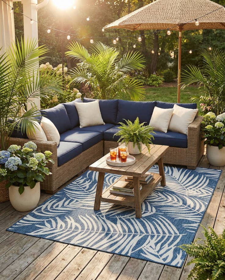 Detail image of 7' x 10' Easy-Clean Botanical Indoor / Outdoor Rug