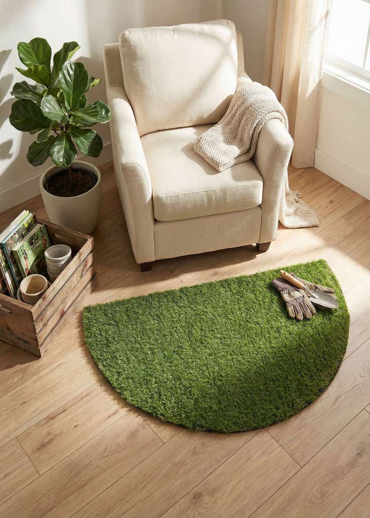 2' 2 x 3' 7 Easy-Clean Grass Indoor / Outdoor Hearth Rug