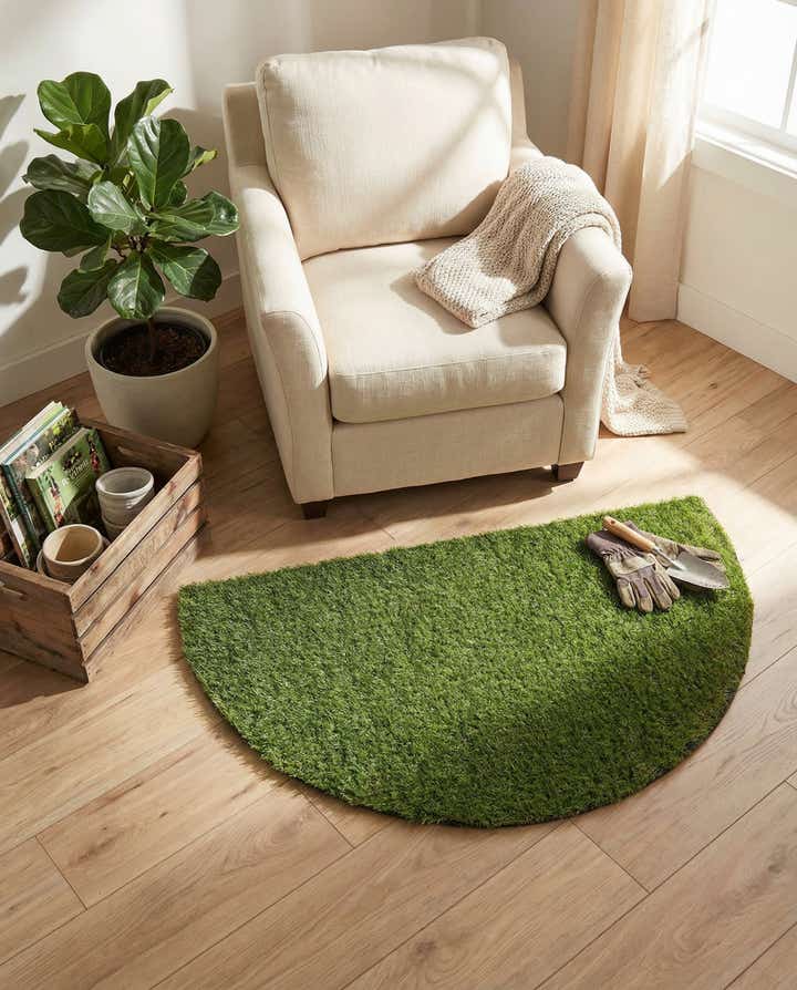 2' 2 x 3' 7 Easy-Clean Grass Indoor / Outdoor Hearth Rug