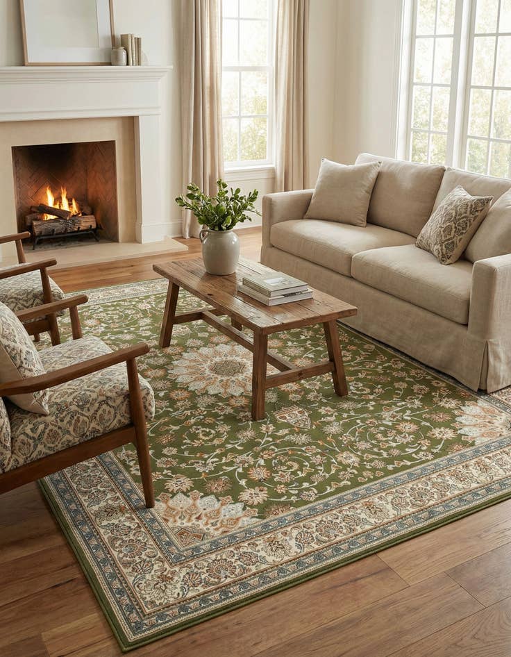 Detail image of 9' x 12'  Washable Traditional Indoor / Outdoor Rug