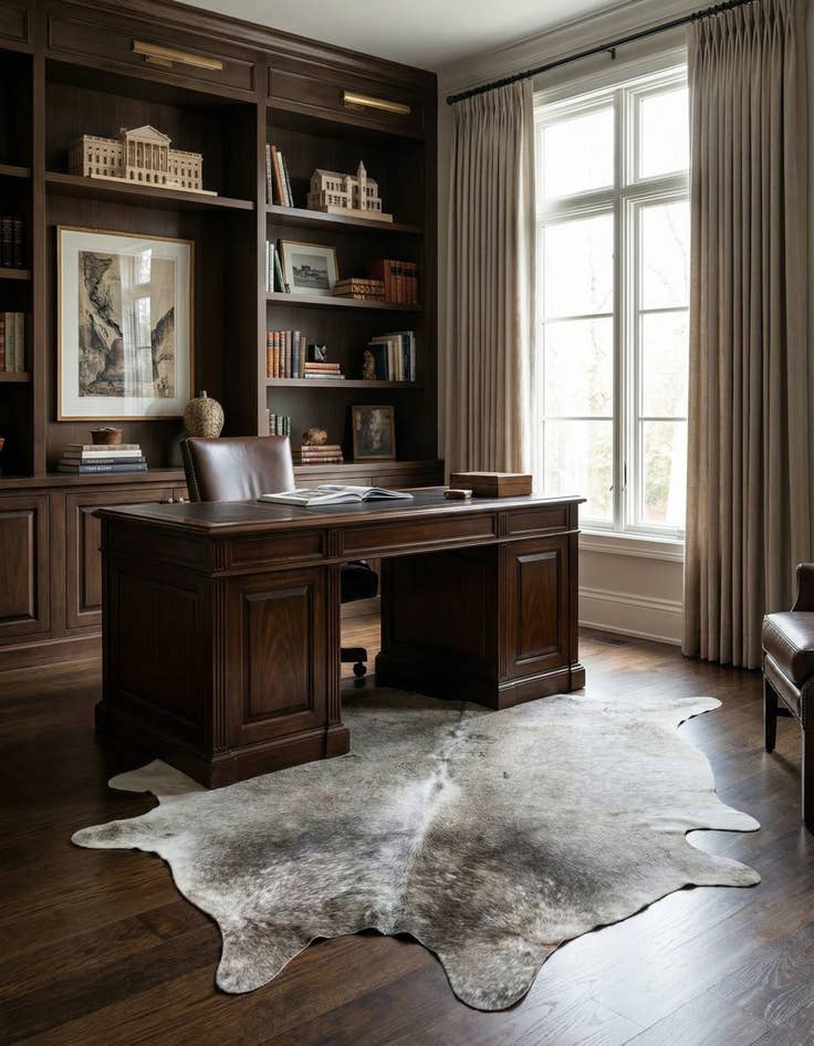 Detail image of 5' 7 x 6' Cowhide Leather Square Rug