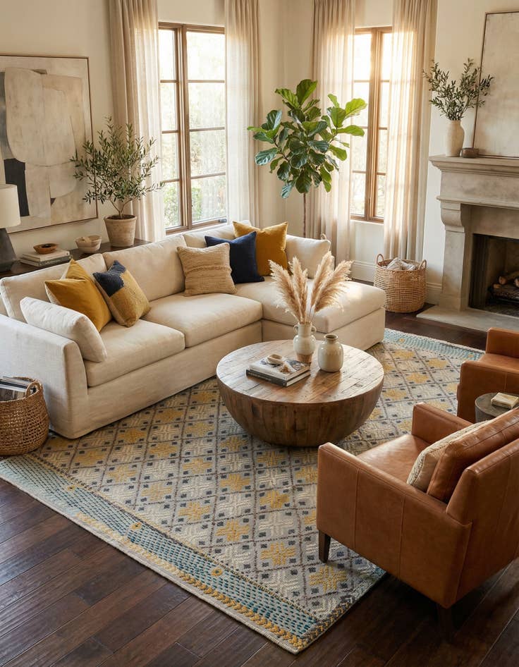 Detail image of 9' 11 x 14'  Hand Knotted Darya Wool Rug