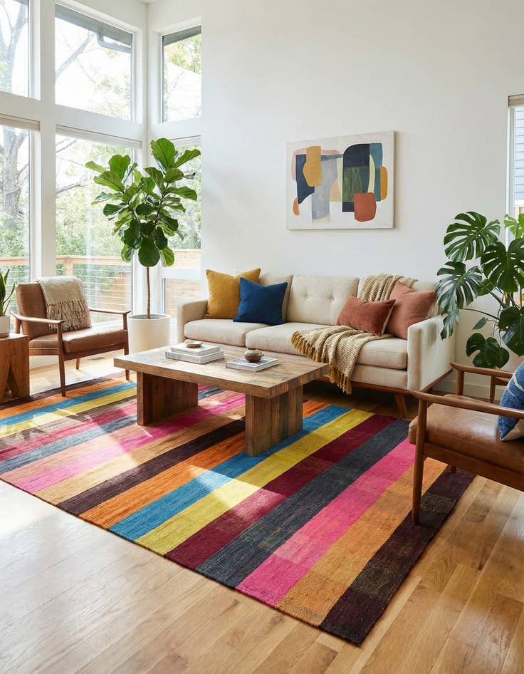 Detail image of 5' 8 x 8' 1  Hand Woven Kilim Modern Wool Rug