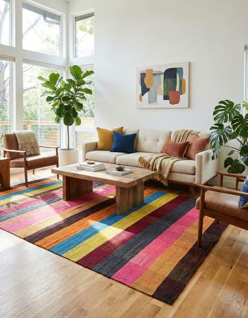 5' 8 x 8' 1 Hand Woven Kilim Modern Wool Rug