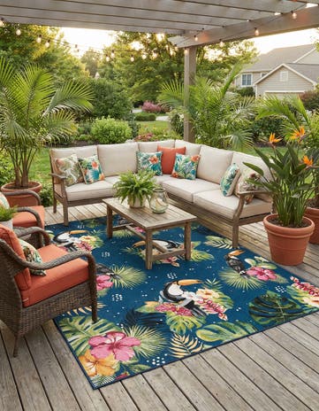 10' x 12' Easy-Clean Botanical Indoor / Outdoor Rug