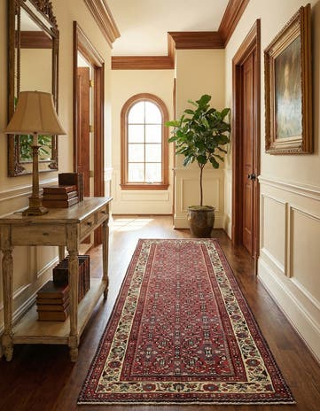 3' 6 x 9' 6 Hand Knotted Hossainabad Persian Wool Runner Rug
