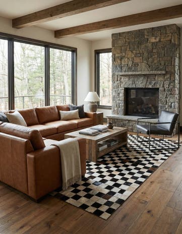 5' x 7' 10 Cowhide Leather Rug