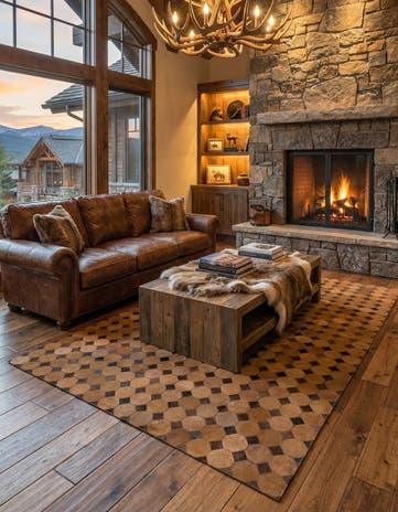 5' 2 x 8' 2 Cowhide Leather Rug
