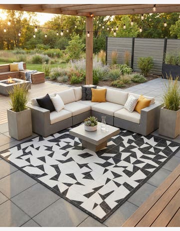 12' x 12' Easy-Clean Modern Indoor / Outdoor Square Rug