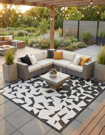 12' x 12' Easy-Clean Modern Indoor / Outdoor Square Rug
