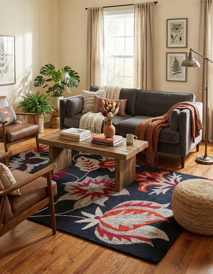 Detail image of 5' 1 x 8' Agra Wool Rug