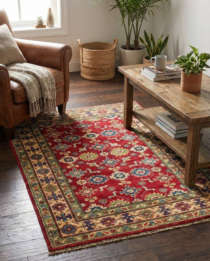 Detail image of 3' 2 x 4' 8 Hand Knotted Kazak Rug