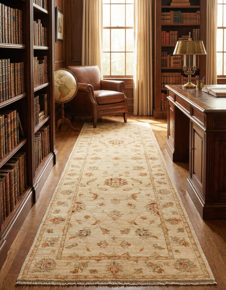 Detail image of 2' 9 x 9' 9  Hand Knotted Peshawar Ziegler Runner Rug