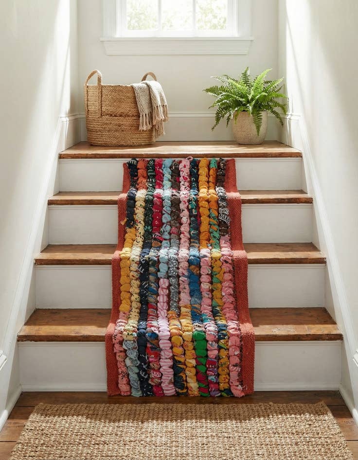 Detail image of  0' 9 x 2' 6 Braided Chindi Stair Rug