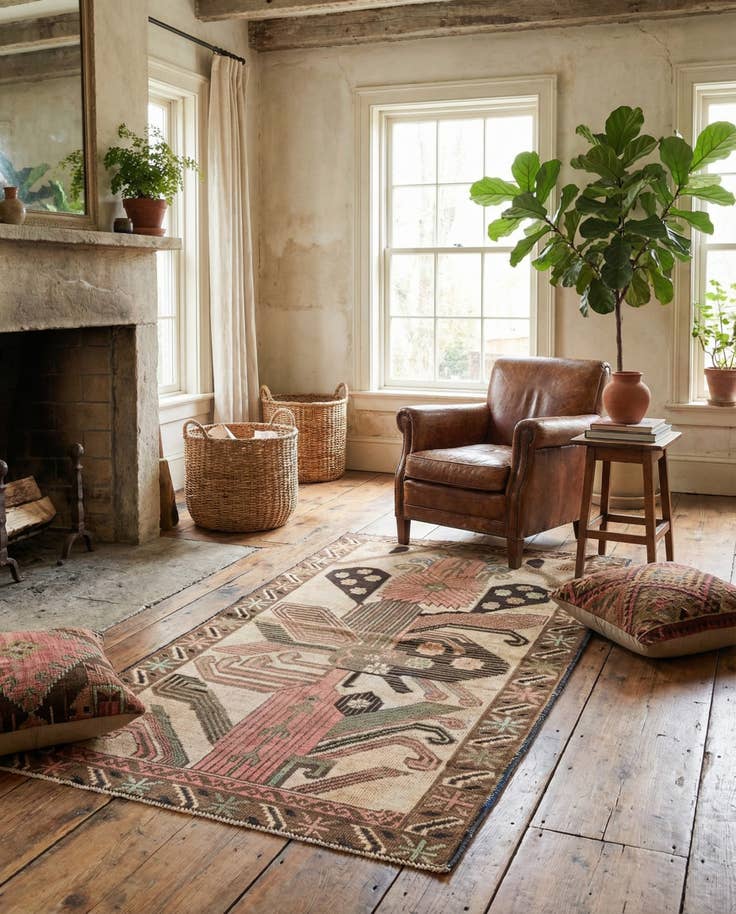 Detail image of 2' 10 x 4' 9 Hand Knotted Ultra Vintage Persian Wool Rug