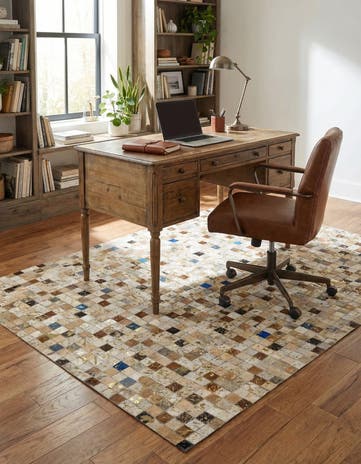 4' 1 x 6' 1 Cowhide - Patchwork Rug