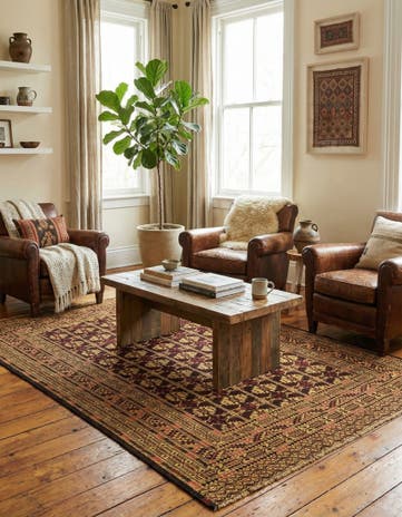 4' 3 x 6' 5 Hand Knotted Sumak Wool Rug