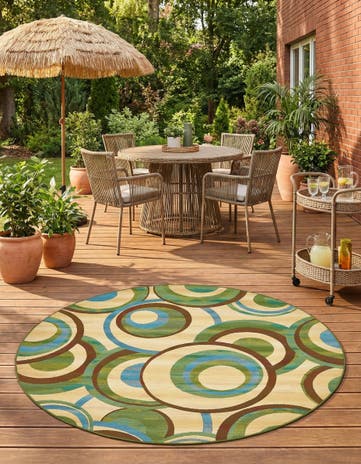 8' x 8' Easy-Clean Modern Indoor / Outdoor Round Rug