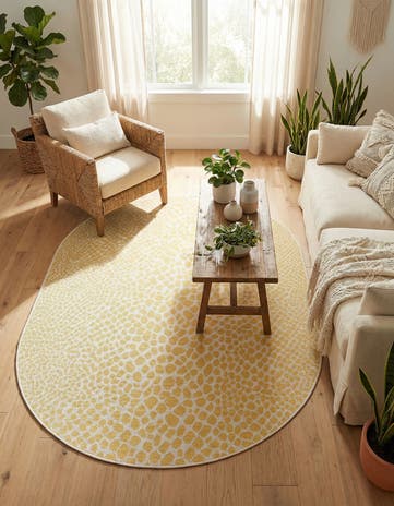 Yellow Ivory Easy-Clean Jill Zarin Cape Town Indoor / Outdoor Oval Rug