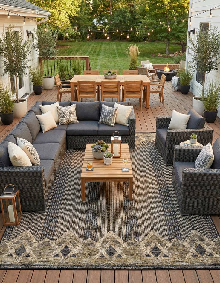 Detail image of 10' x 14'  Washable Modern Indoor / Outdoor Rug