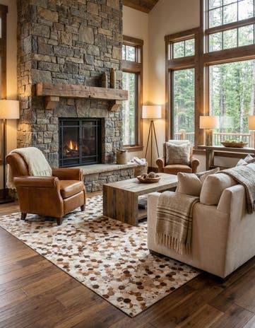 5' x 8' 1 Cowhide Leather Rug